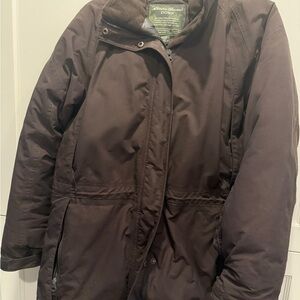 EDDIE BAUER Premium Quality Goose Down Coat Womans Jacket Sz. Large S chocolate